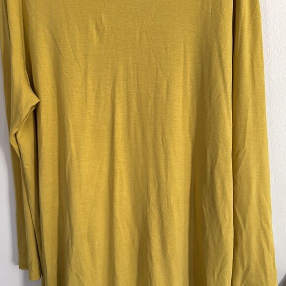 J. Jill Mustard Yellow Long Sleeve Tunic Top XL Pleated Back Stretch Blouse - Picture 7 of 9